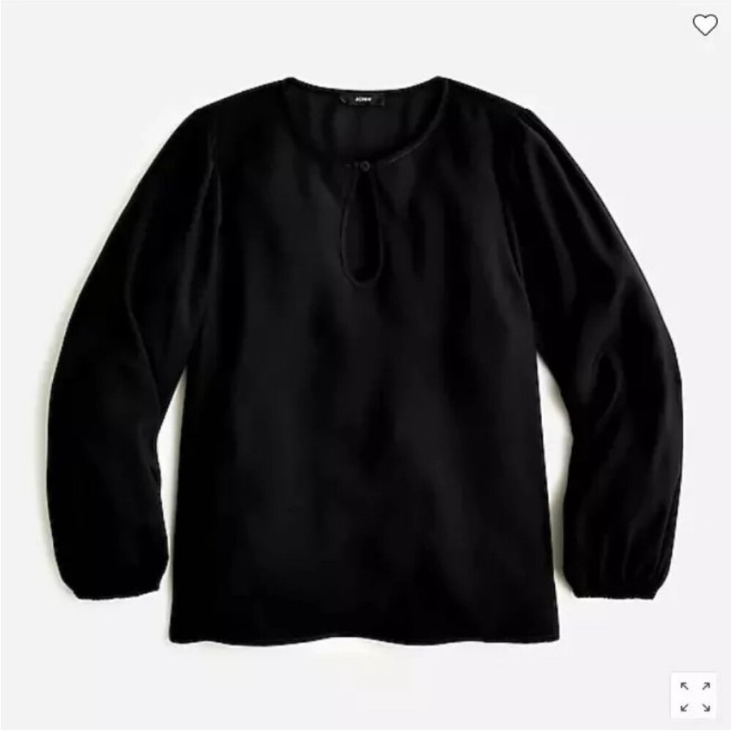 J. Crew Long-Sleeve Keyhole Top In Black Size Petite Small